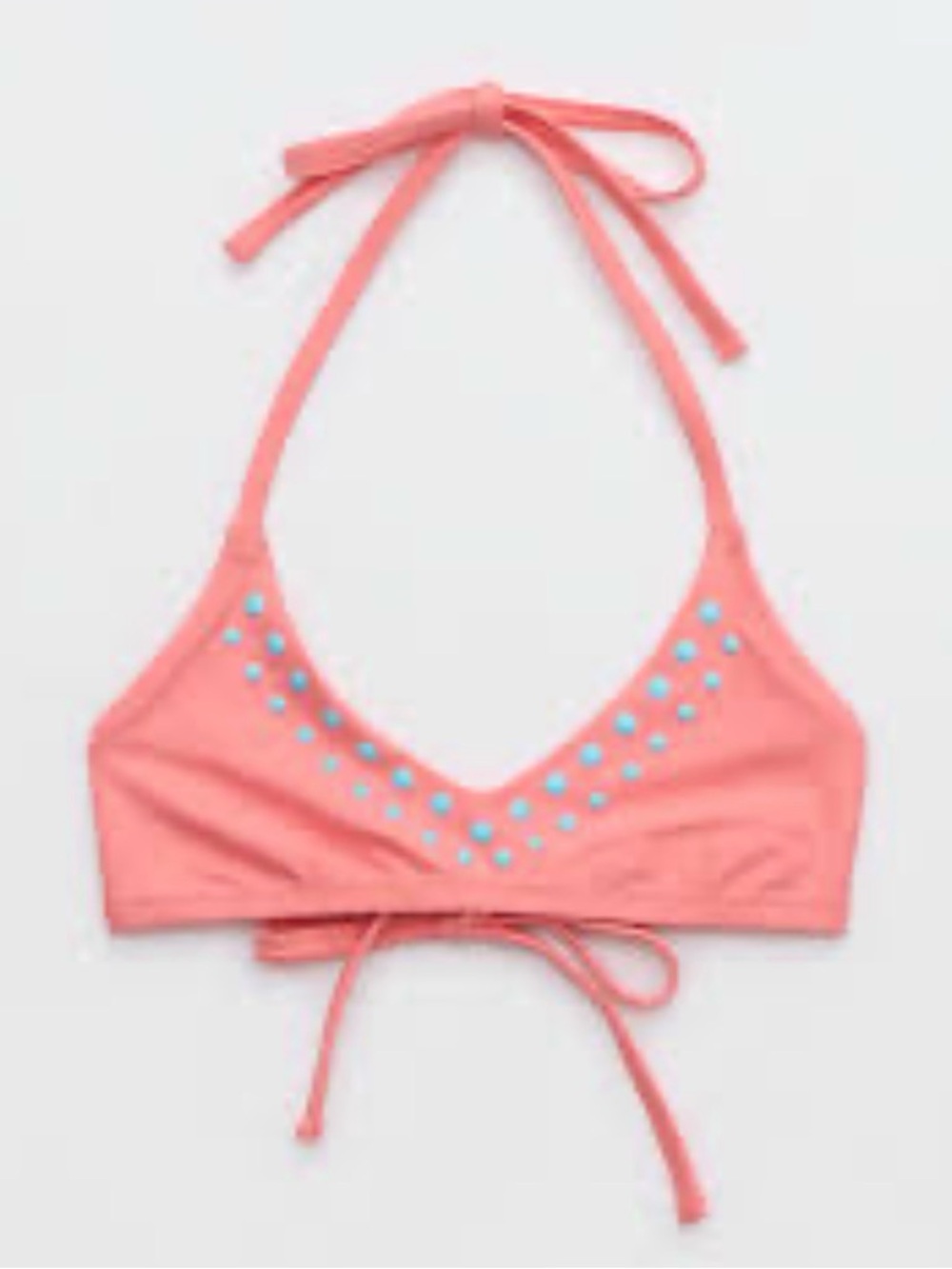Aerie Halter Voop Bikini Top/ peach- coral color / size L
